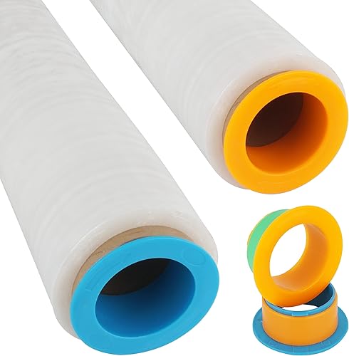 Miniatura 7 de OVOV 10 pares de dispensador de envoltura elástica, mango de envoltura retráctil, soporte de envoltura elástica para mudanza, protector de manos de