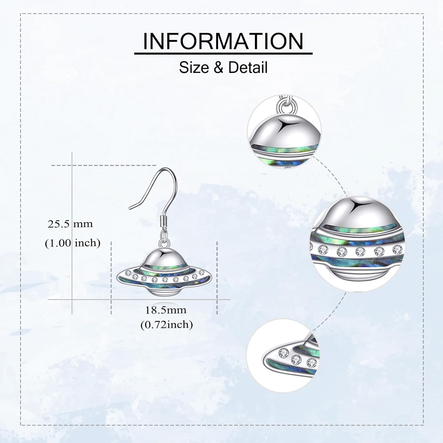 UFO Earrings S925 Sterling Silver Spaceship/Alien Earrings UFO Funny Jewelry Gifts For Women Female