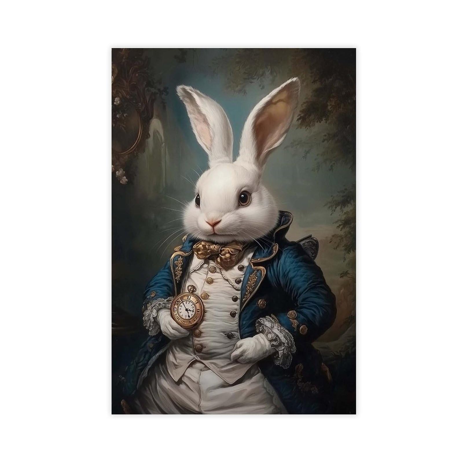 Bareronor White Rabbit Victorian Portrait Canvas Poster Bedroom Decor Landscape Office Room Decor Gift 16" L X 24" W
