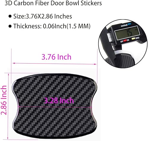 Miniatura 4 de WORCAS 4 películas protectoras para manija de puerta de automóvil, universal de fibra de carbono 3D, película de protección de pintura para huecos