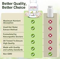 Vista 5 de NEW ROOTS HERBAL Cápsulas de suplemento de melena de león 500 mg de extracto concentrado de agua caliente de hongo de melena de león Suplemento