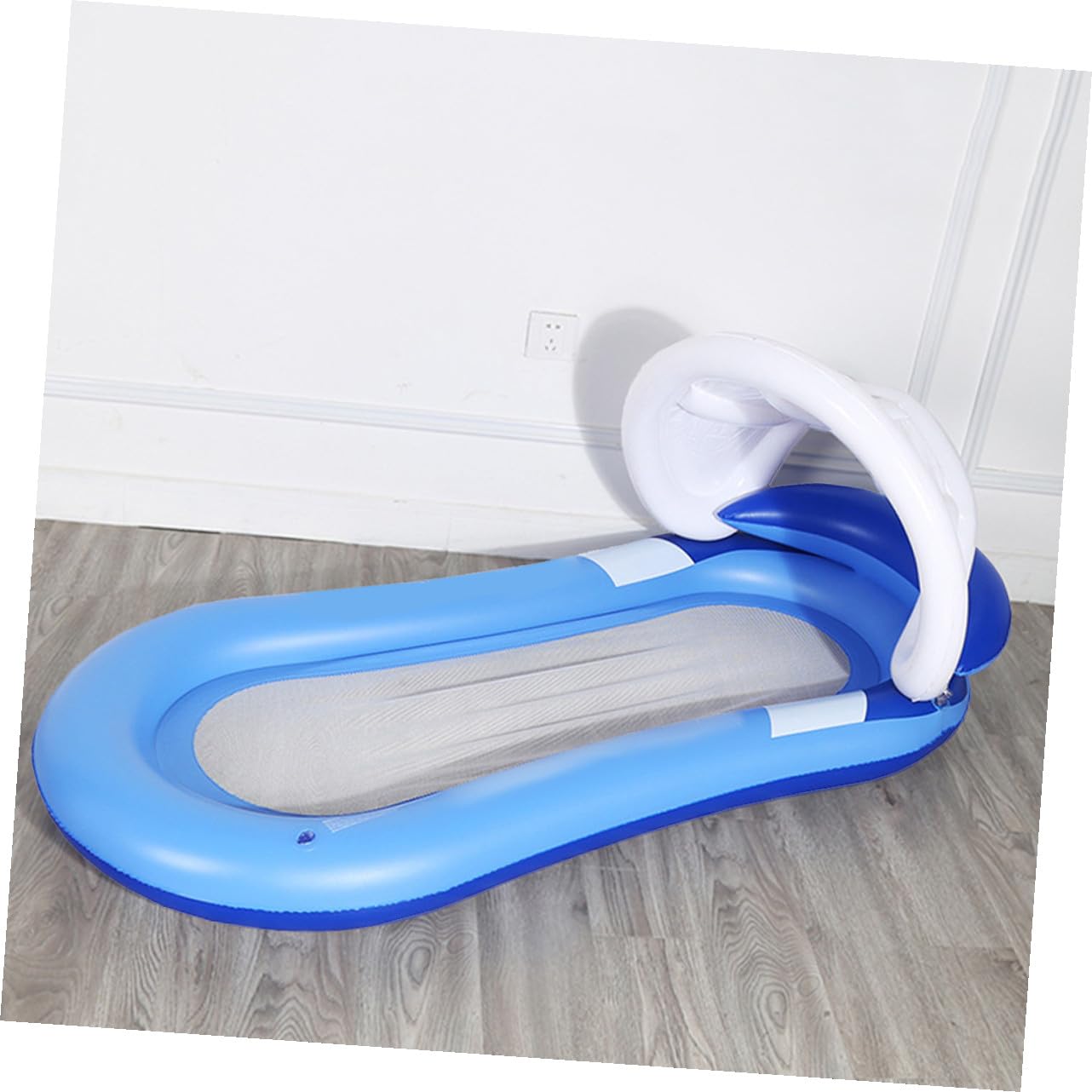 ORFOFE Hamaca de Agua Inflable para Piscina con Cobertizo Desmontable y Gran Flotabilidad, Sillón Reclinable de PVC Adecuado para Playas y Piscinas