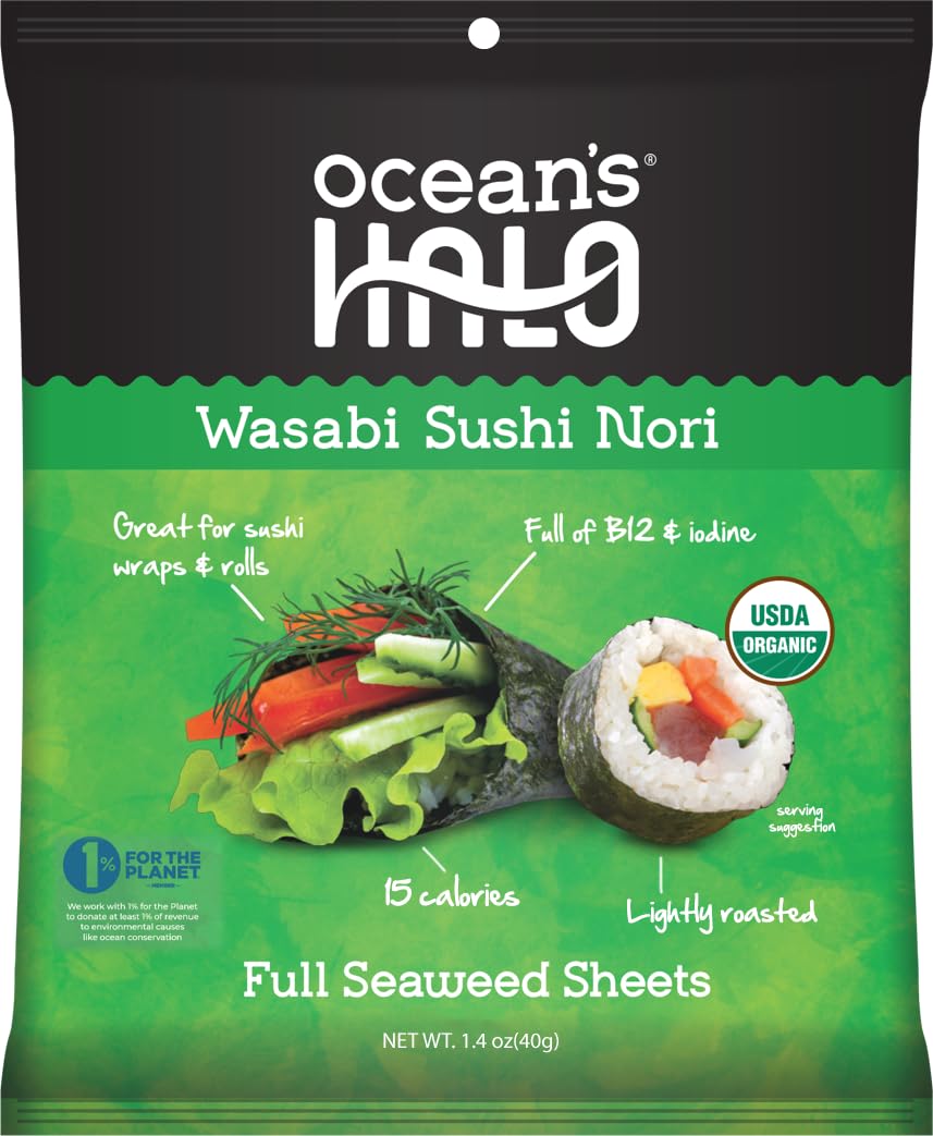 Ocean's Halo Organic Wasabi Style Sushi Nori, 1.4 OZ