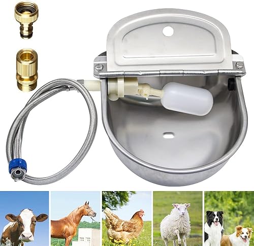 Miniatura 5 de Riego automático de acero inoxidable para ganado de granja, mascotas, riego automático para perros, ganado, caballo, válvula flotadora, oveja cabra