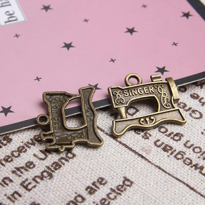 Wixine 20Pcs Singer Sewing Machine Charms Antique Silver Tone 22 x 18 mm Making DIY Handmade Accessories Craft - Image 4