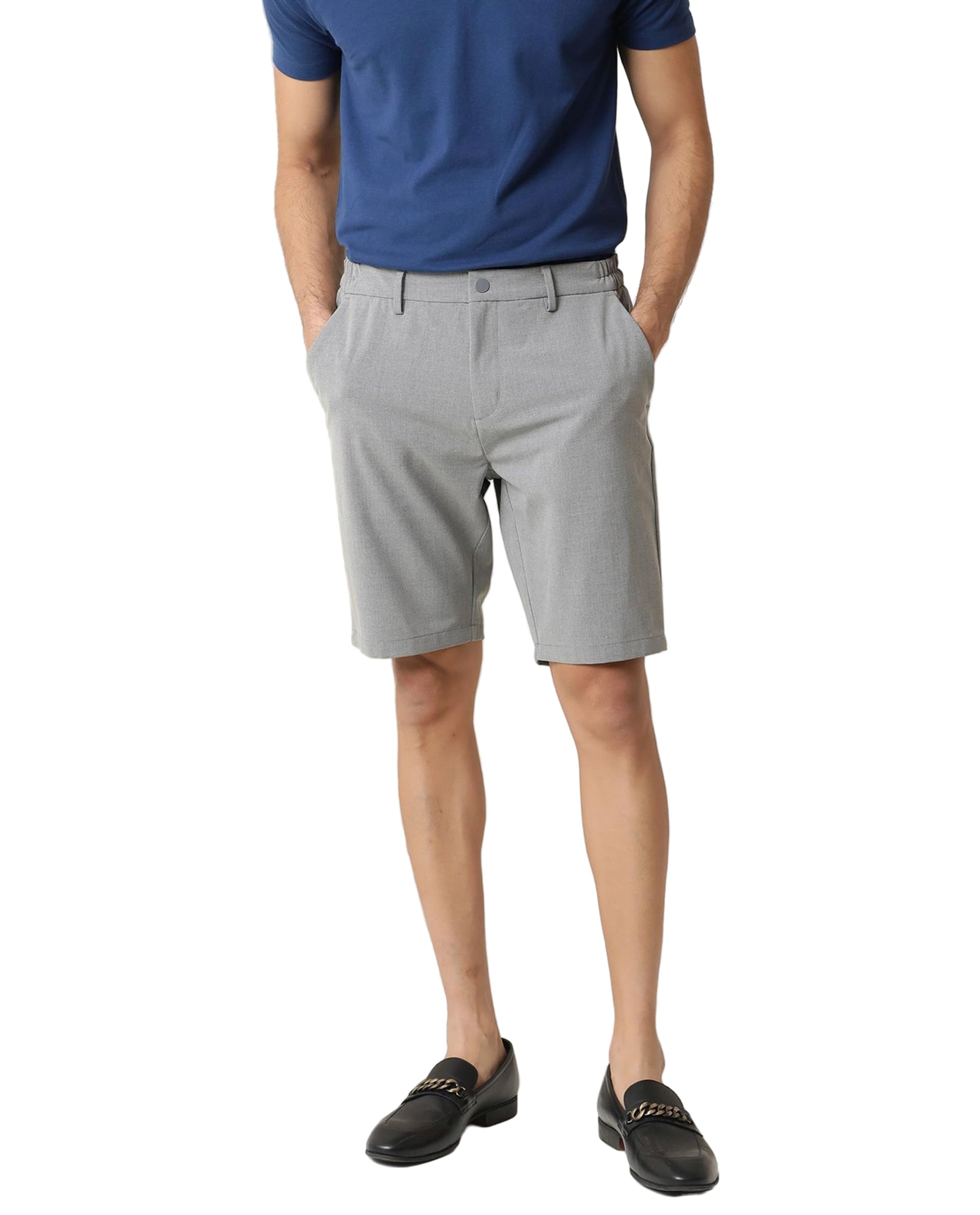 rare rabbit Men's Trip Relaxed Solid Polyester Mid-Rise Knee Length Short-picture-24
