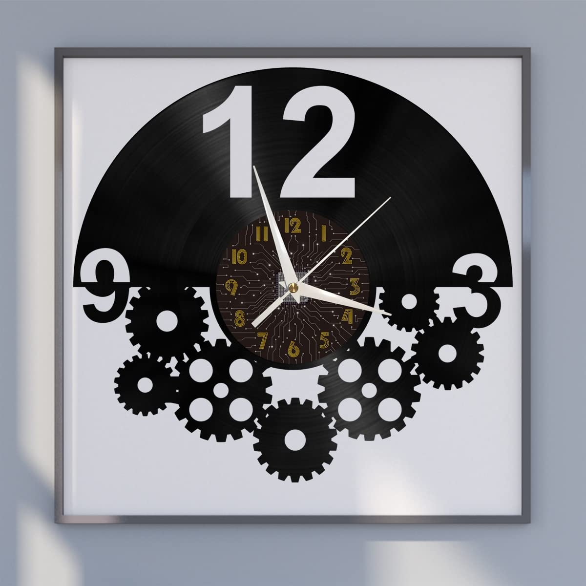 Horloge murale en vinyle silencieuse sans tic-tac décoration murale vintage maison école