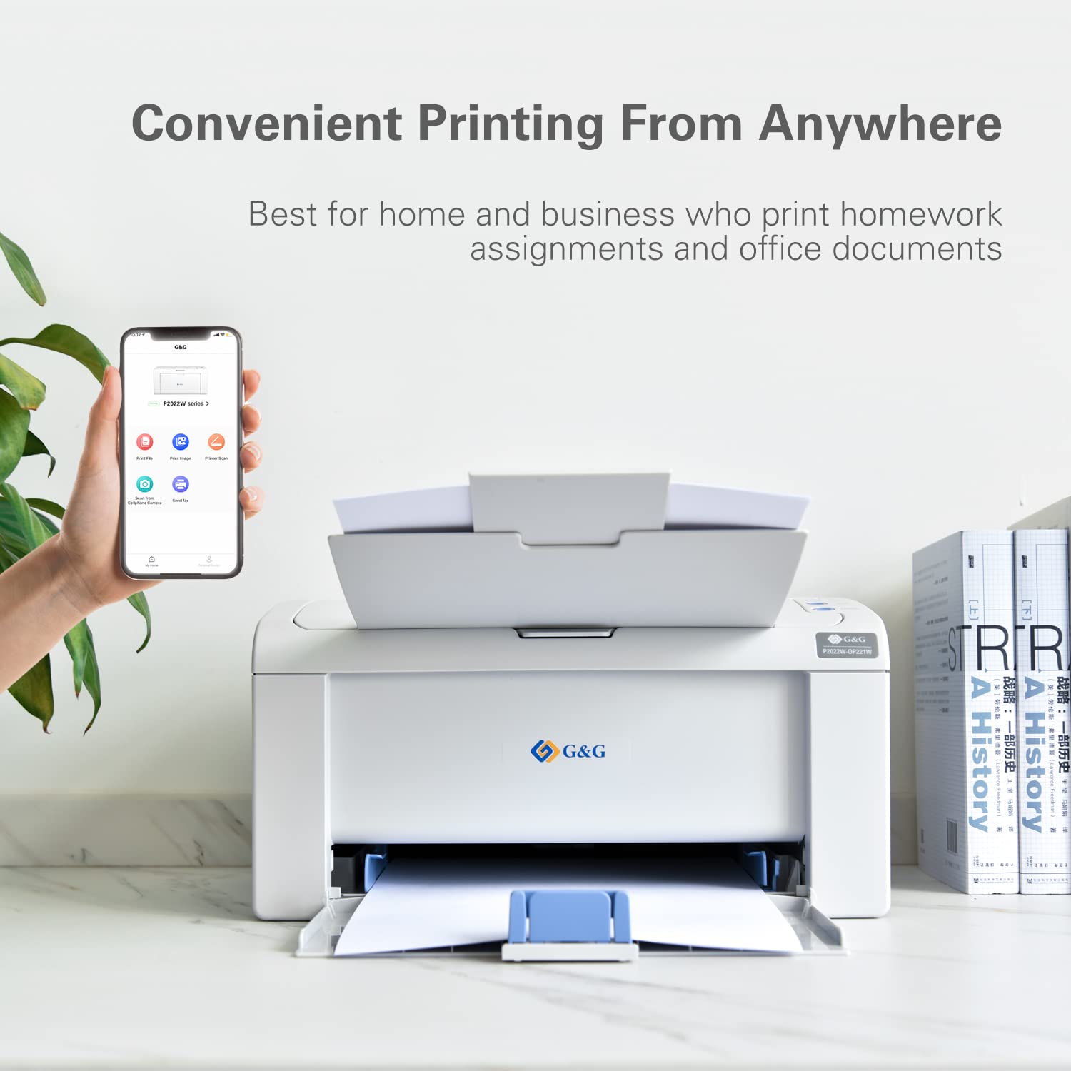 G&G Laserdrucker P2022W s/w 22 Seiten/Min. WLAN für Windows, MacOS und Linux, Android, Apple IOS Smartphone, Tablets (s/w Laserdrucker 22 Seiten)