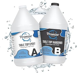 Promise Epoxy Table Top Epoxy Resin Kit 2 Gallon - Crystal Clear, Self Leveling, Food Safe for Bar Top, Coatings, Wood Casting, Jewelry Making, Use with Mica Powder, Silicone Molds, & Alcohol Ink