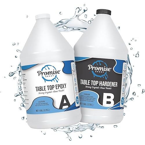 Promise Epoxy Table Top Epoxy Resin Kit 2 Gallon - Crystal Clear, Self Leveling, Food Safe for Bar Top, Coatings, Wood Casting, Jewelry Making, Use with Mica Powder, Silicone Molds, & Alcohol Ink
