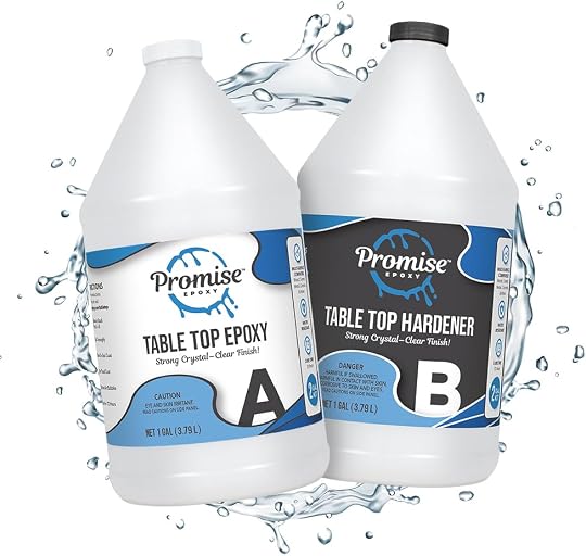 Promise Epoxy Table Top Epoxy Resin Kit 2 Gallon - Crystal Clear, Self Leveling, Food Safe for Bar Top, Coatings, Wood Casting, Jewelry Making, Use with Mica Powder, Silicone Molds, & Alcohol Ink