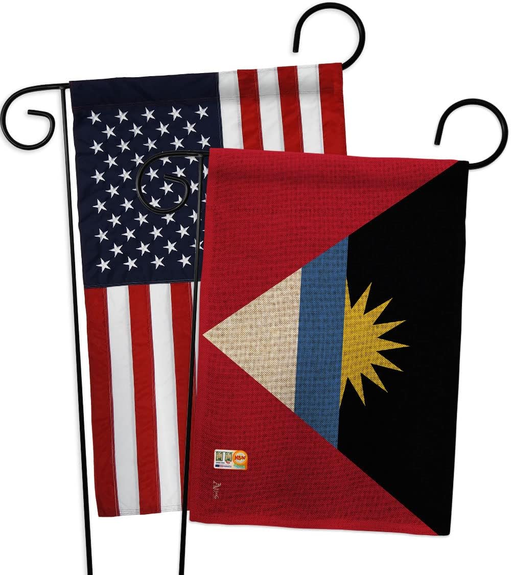 Antigua and Barbuda Garden Flags Pack Regional Nationality Nation International World Country Particular Area USA Applique Small Decorative Gift Yard House Banner Double-Sided Made In 13 X 18.5