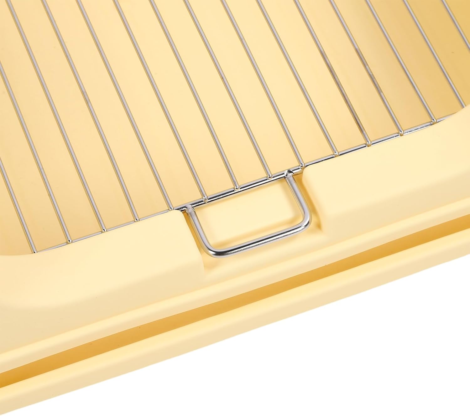 Indoor Dog Potty Tray with Stainless Steel Grid Sturdy Anti Chew Structure Easy Clean Pet Toilet Leak Proof Design Ideal Potty Training Solution for Small & Medium Dogs (Light Yellow)