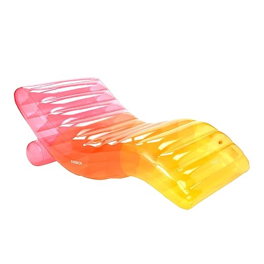 FUNBOY Giant Inflatable Luxury Clear Rainbow Chaise Lounger, Chair Pool Float for Adults, Perfect for a Summer Pool Party