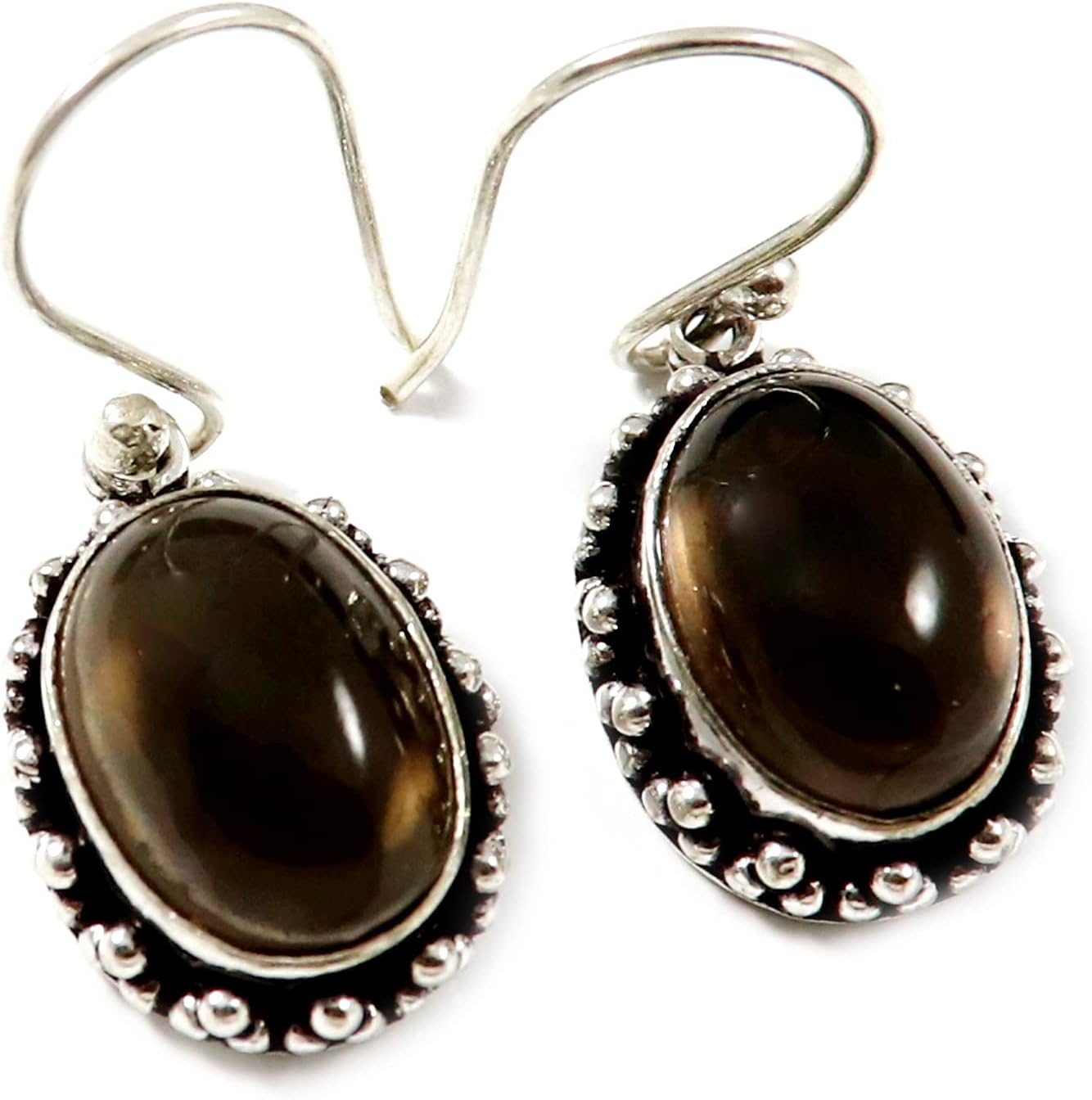 Goyal Exports Smoky Quartz Gemstone 925 Sterling Silver Drop Dangle Earring Jewlery SEG18D