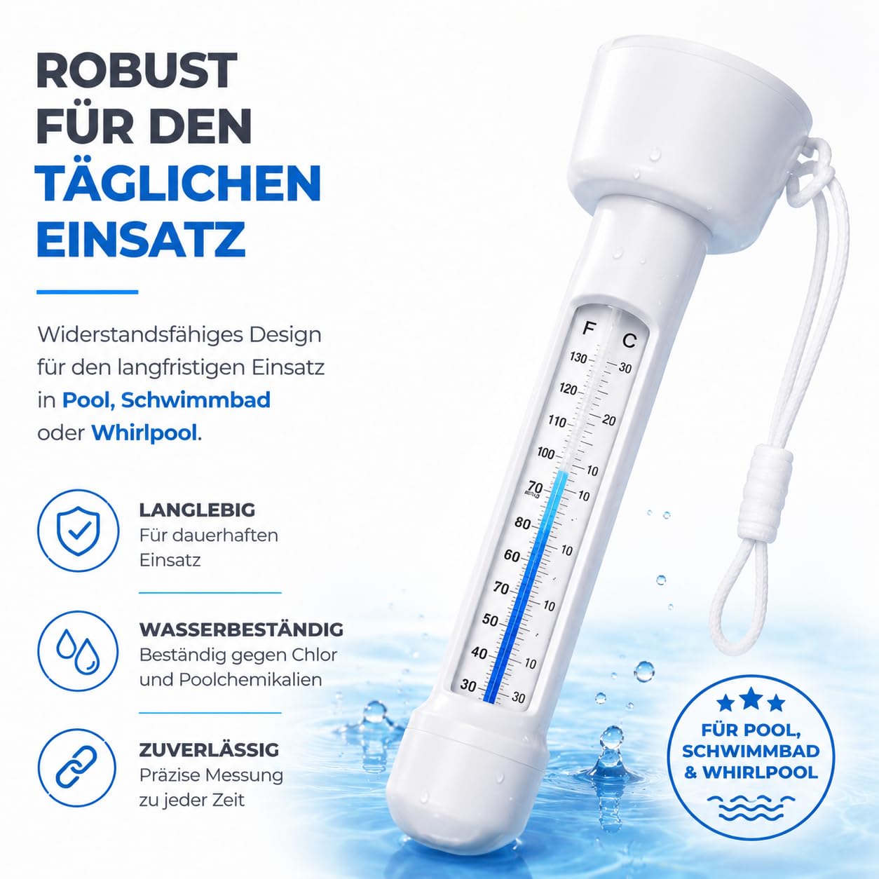 Thermomètre flottant pour piscine - Mesure précise