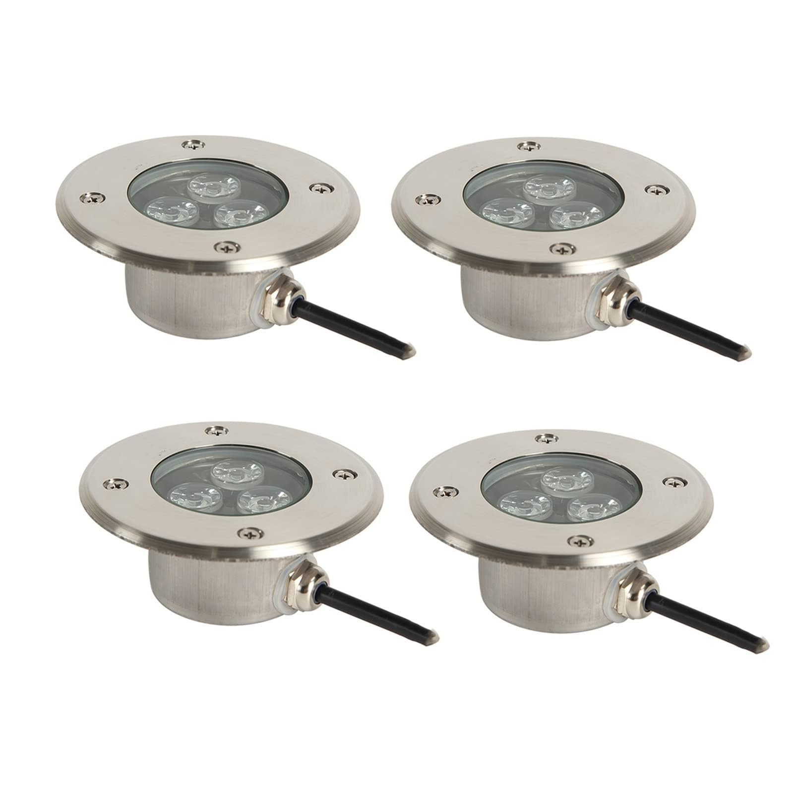THEGA 4pcs Submersible Pool Lights - LED Underwater Lighting Lamp, 3W Ground LED Landscape Lights, IP68 Waterproof Underwater Pond Light, Outdoor Buried Light, Fountain Lamp
