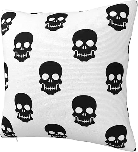 Miniatura 2 de YIPOCH Fundas de almohada de calavera negra de 26 x 26 pulgadas, fundas de cojín decorativas para sofá, fundas de almohada para cojines de sala,