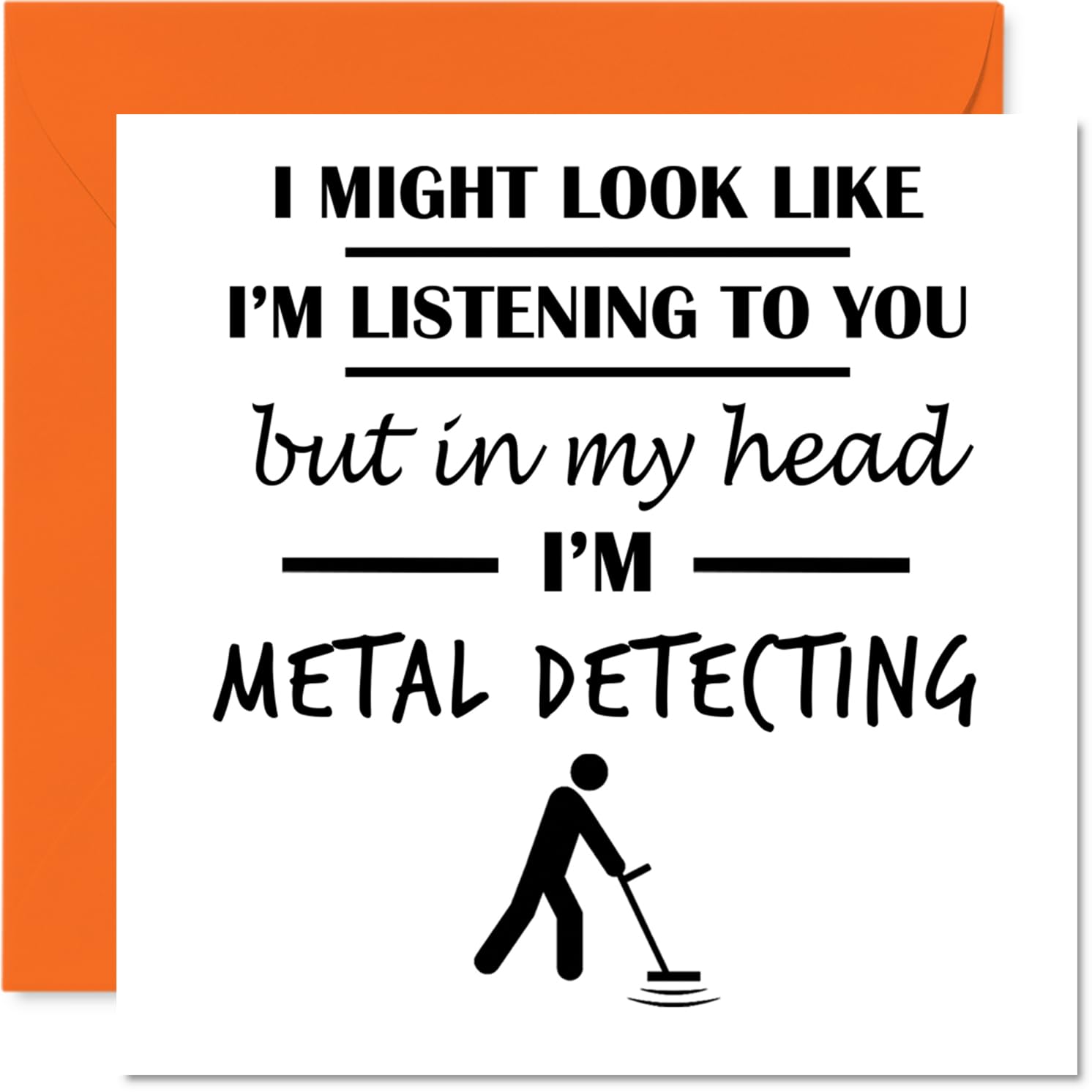Metal Detector Birthday Card for Men Women - In my Head - Happy Birthday Card for Nanny Colleague Grandma Cousin, 145mm Bday Greeting Cards