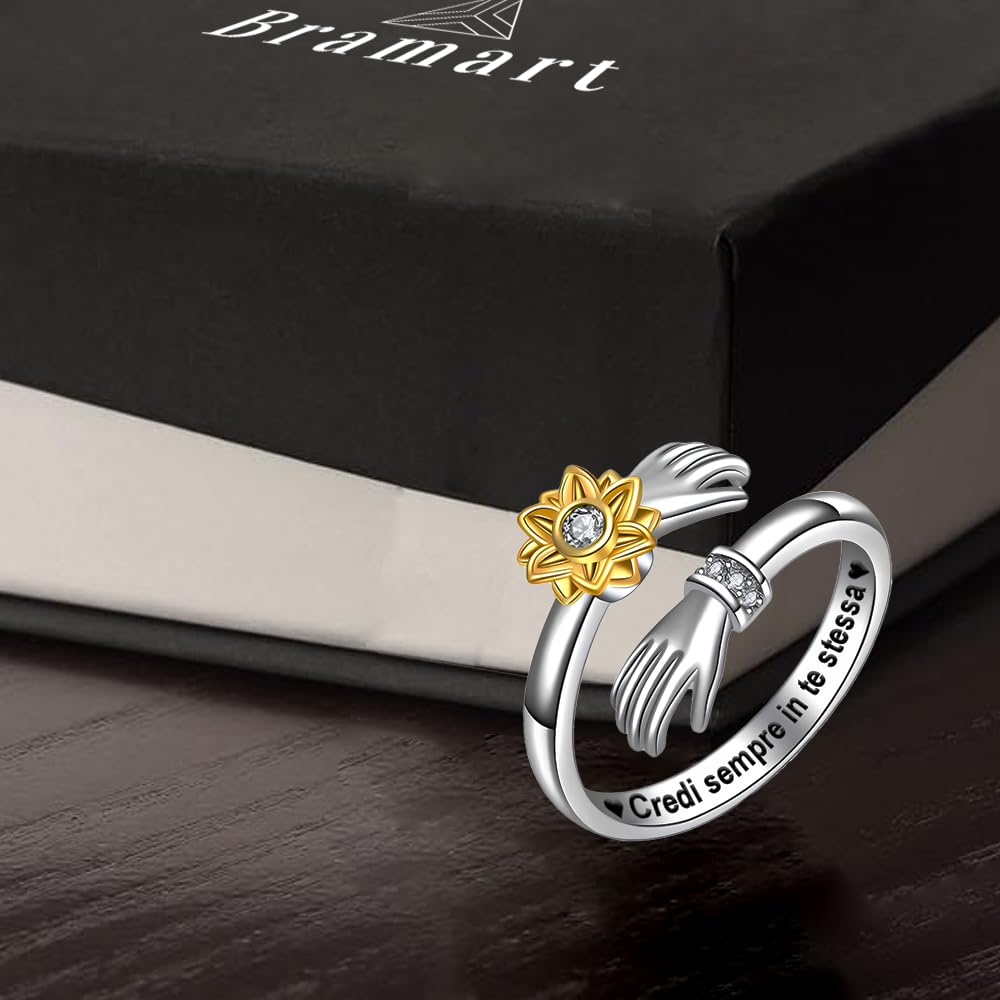 Anello da Donna Argento Sterling 925 - Anello Ispirazionale e di Incoraggiamento per Donne Ragazze Dimensione Pollice Regolabile Anelli allontanare ansia - Cofanetto incluso