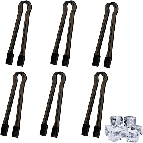6 Pack Plastic Kitchen Tongs, 6.3 Inch Mini Clear Serving Tongs for Buffet Barbecue Ice Salad and Cookies (Clear)