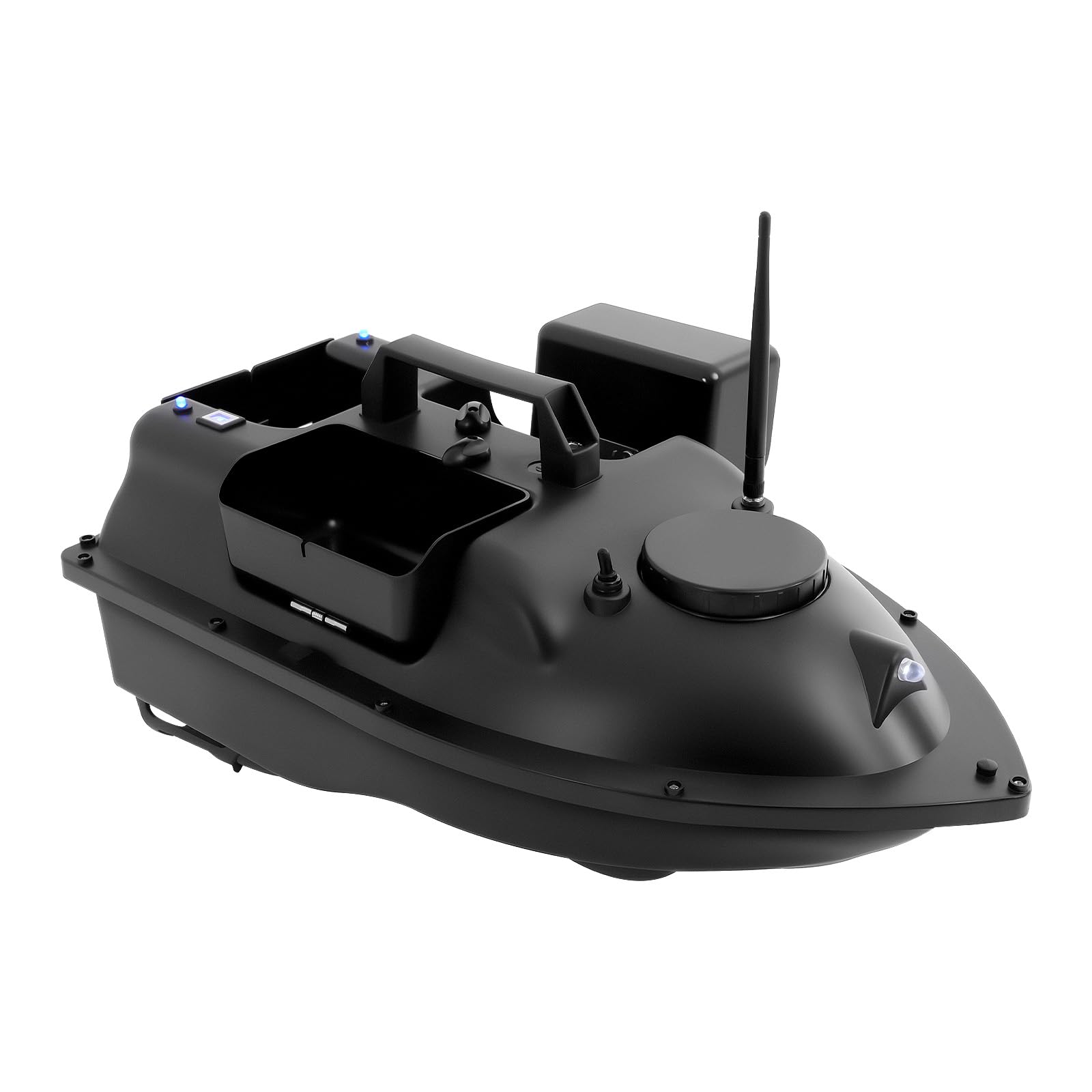ACLICE Futterboot mit GPS 500m Reichweite, 3 Fächer Köderboot RC Boot mit LED Nachtlicht, 2kg Tragfähigkeit, ABS Angelköderboot Ferngesteuert für Angeln, Schwarz