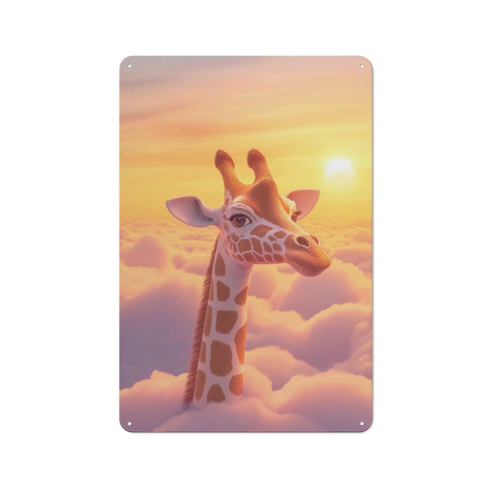 Junmoney Style-4 For Hobby Room Or Studio, Giraffe In The Clouds Retro-Style Tin Sign 30X20cm, For Room Styling Across Hobby Rooms And Studios