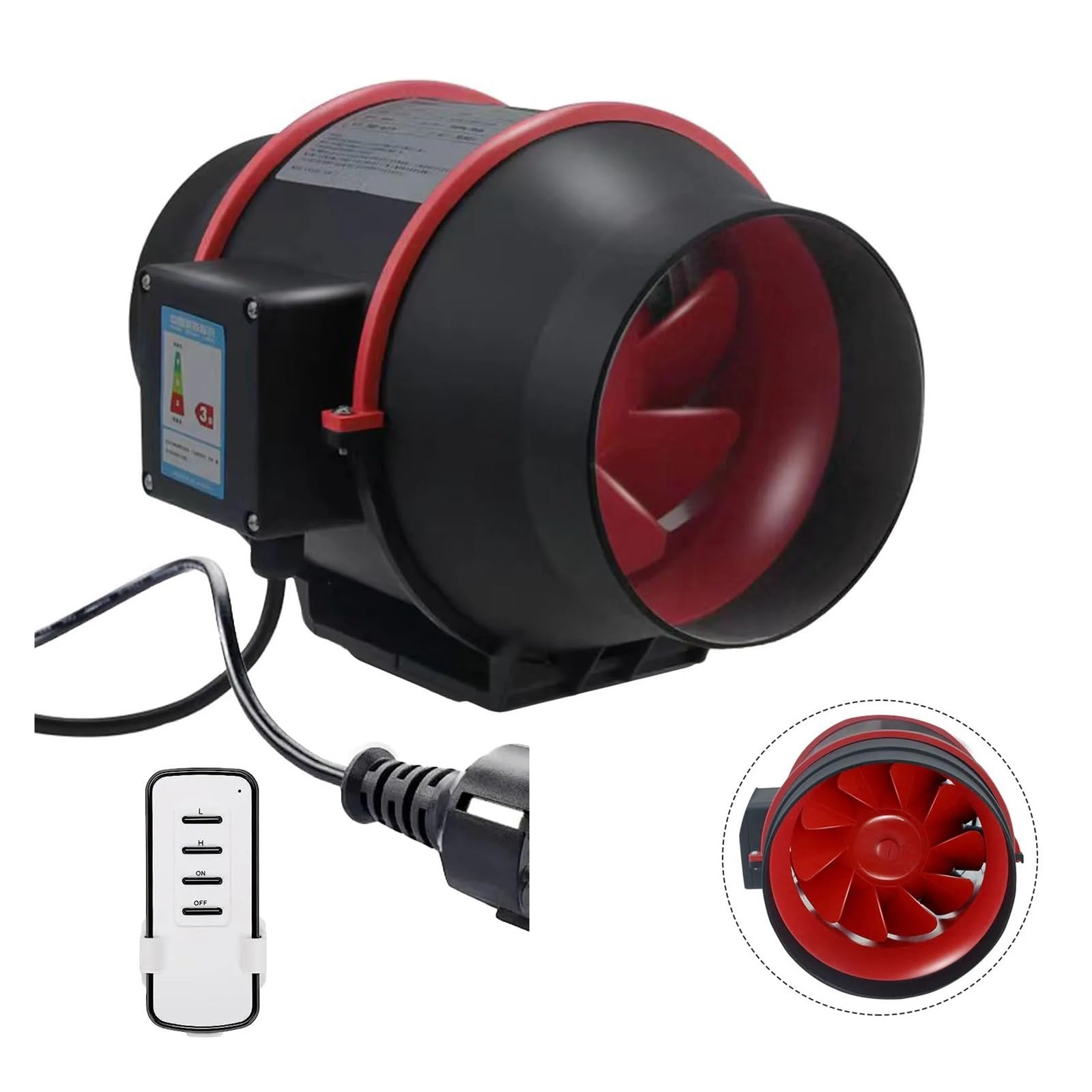 Wentylator kanałowy, Wentylator Spalinowy 100mm Regulacja Prędkości Mieszany Wentylator Wbudowany Okrągła 4-calowa Rura Szybki, Cichy Wentylator Wyciągowy Wentylator Kanałowy do łazienki, biura, pomie