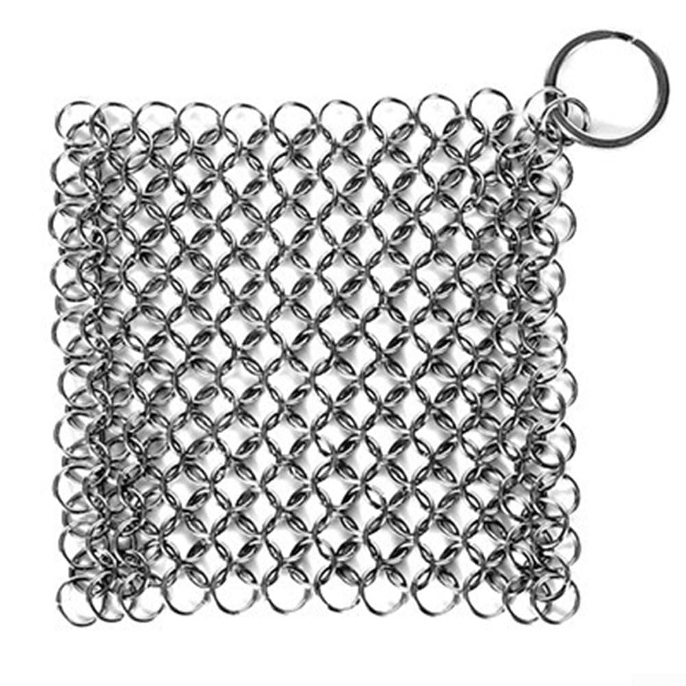 Hasaller Cast Iron Cleaner Stainless Steel Scourer 10x10cm Scrubber Scrubbing Sponge for Skillet Griddles Cast Iron Pans Grills Dutch Ovens
