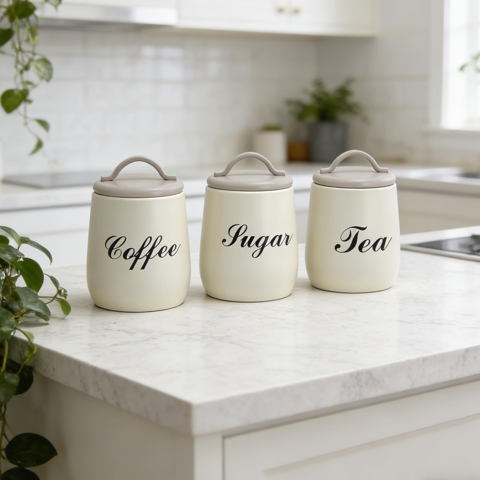 MURYE Elegante contenitore rotondo per tè, zucchero, caffè, contenitore in ferro zincato con coperchio con manico, elegante contenitore rotondo in metallo con coperchio per conservare tè, zucchero