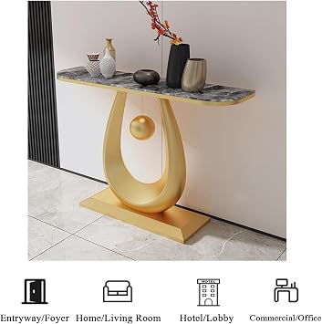 Console Table for Entryway, Modern Narrow Sofa Accent Tables, Long Accent Foyer Table, Faux Marble Long Tables for Entrance, Living Room, Hallway, Easy Assembly