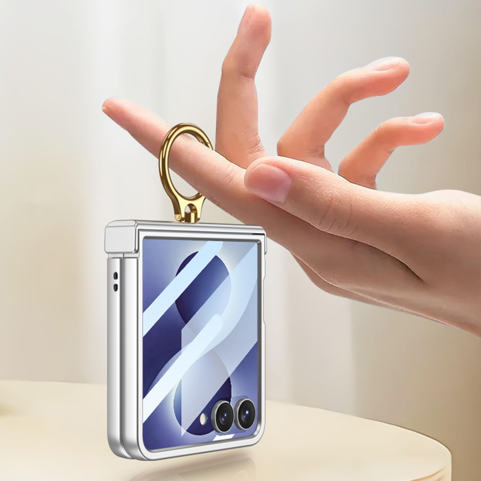 Etui na zamek błyskawiczny do Samsung Galaxy Z Flip 8, folia ochronna na mały ekran, powlekany pierścień