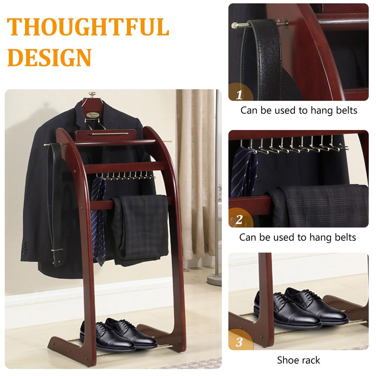 Ele Accessory Sto Solut - Servomuto da uomo con fermacravatte e Hoo, autoportante con barra per pantaloni, ideale per casa, ufficio, hotel e club di lusso