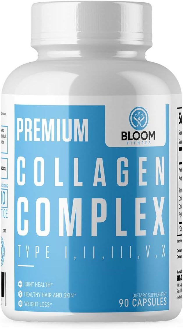 Collagen Pills - Type I, II, III, V, X - Supports Healthy Hair, Skin, Joints - 90 Collagen Capsules