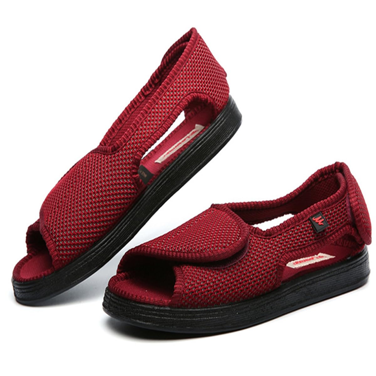 Scarpe per Diabetici Donna Extra Larghe Scarpe Ortopediche Regolabili Sandali Riabilitativi con Chiusura a Strappo per Piedi Gonfi
