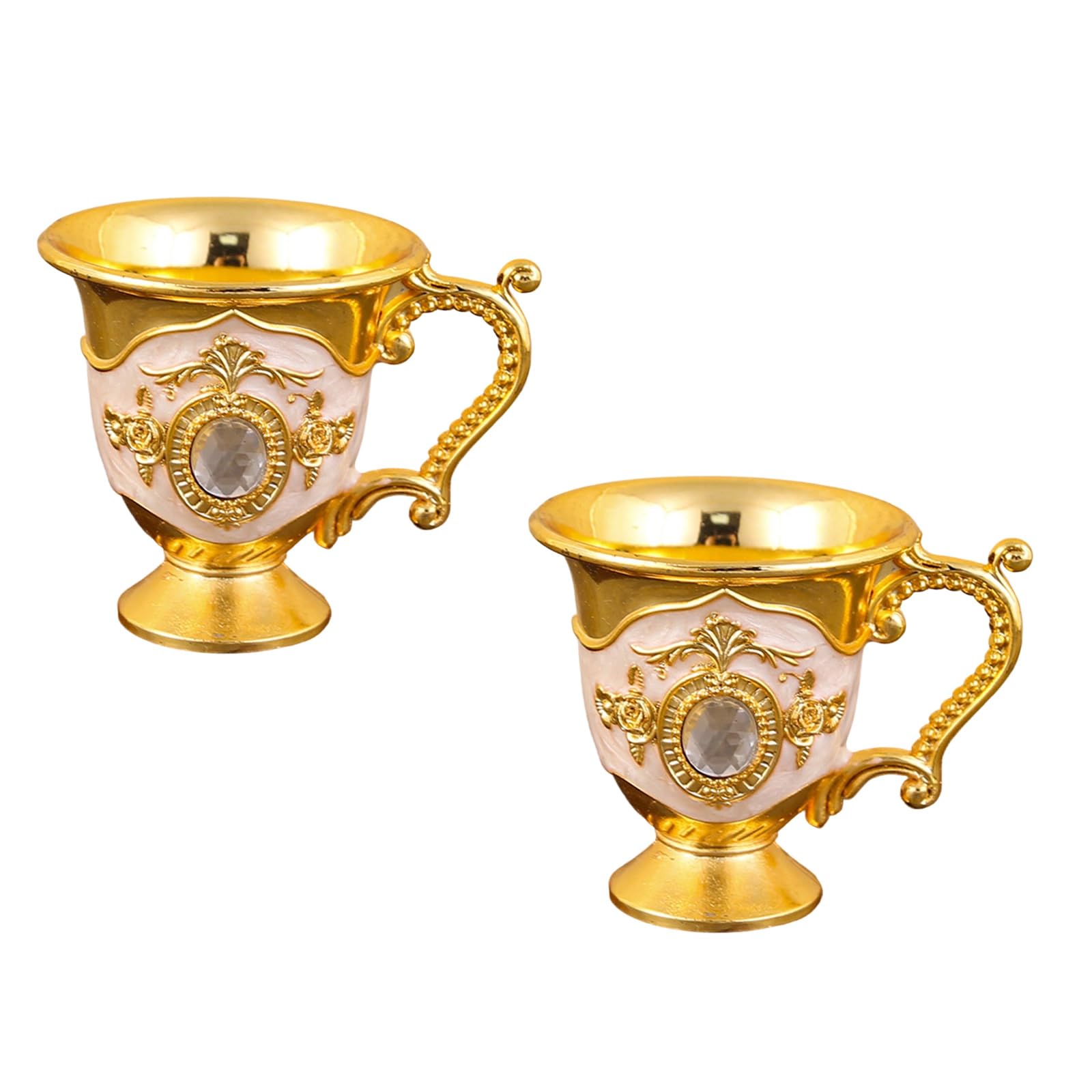 Shntig Of 2 Antique Zincs Alloys Drinking Goblets for Wine and Decoration Traditional Barwares Set