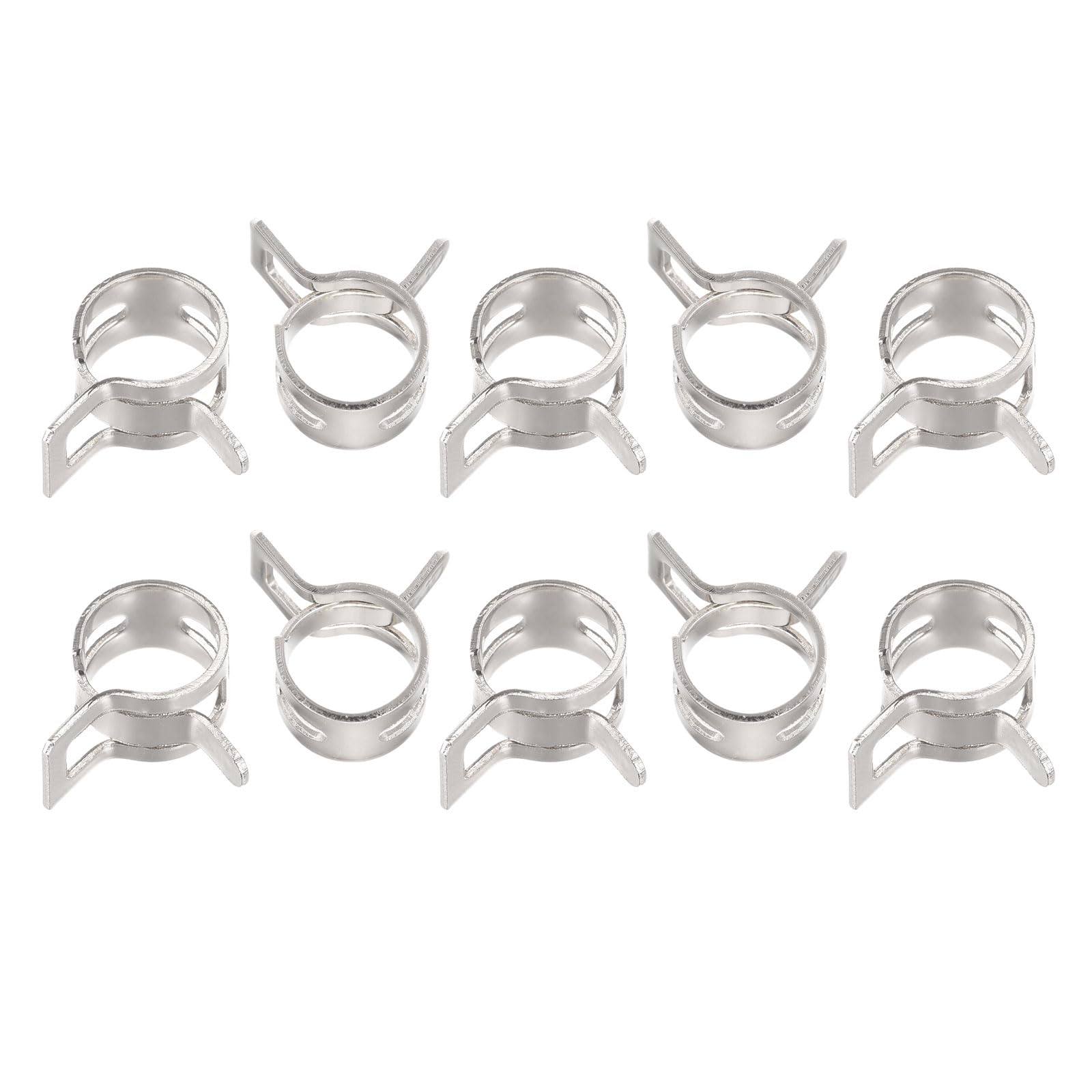 sourcing map 10pcs 10mm Spring Band Type Action Fuel/Silicone Vacuum Hose Pipe Clamp Low Pressure Air Clip Clamp, Nickel Plated