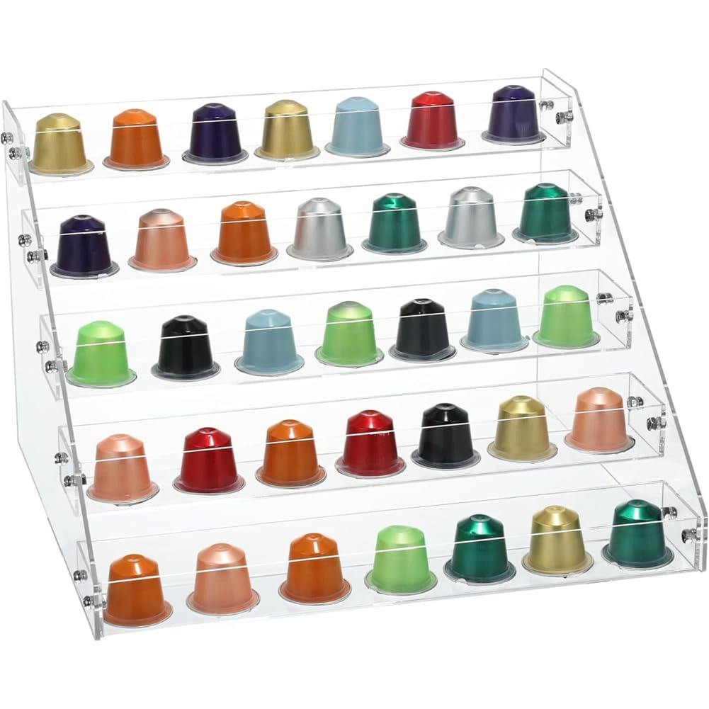 UDSKNV[KSL Coffee Capsule Storage Holder-Acrylic 5-Tier Rack, Pods Organizer for Home, Cafe Station