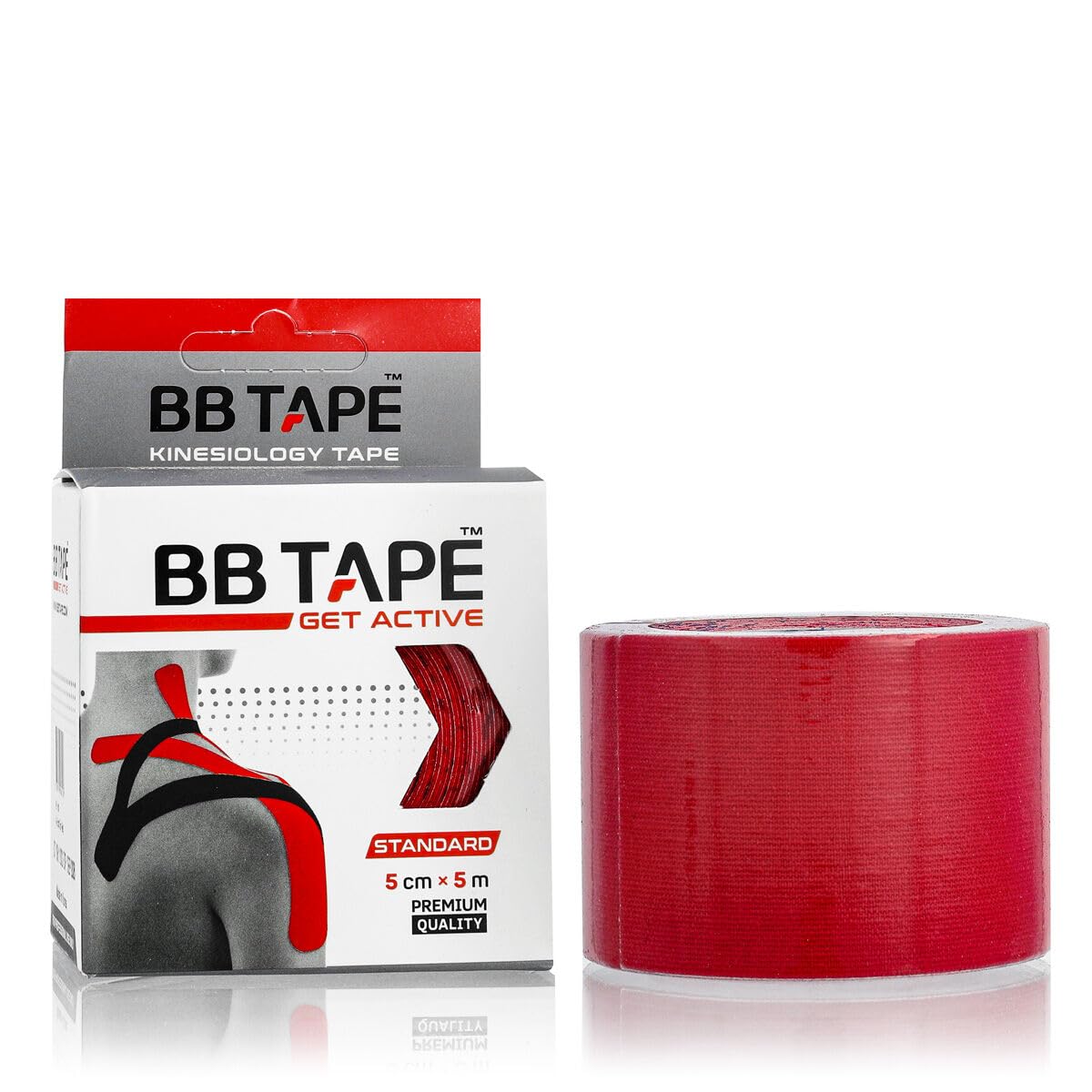 Ruban kinesiologique BB Tape rouge contre la raideur musculaire et le manque de stabilite