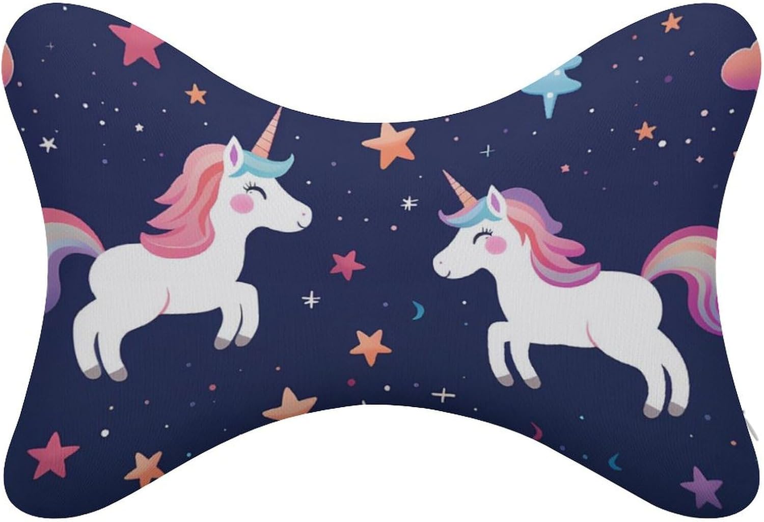Unicorrn and Star Pattern 2 Pack Car Neck Pillow Car Headrest Soft Car Pillow for Most Cars
