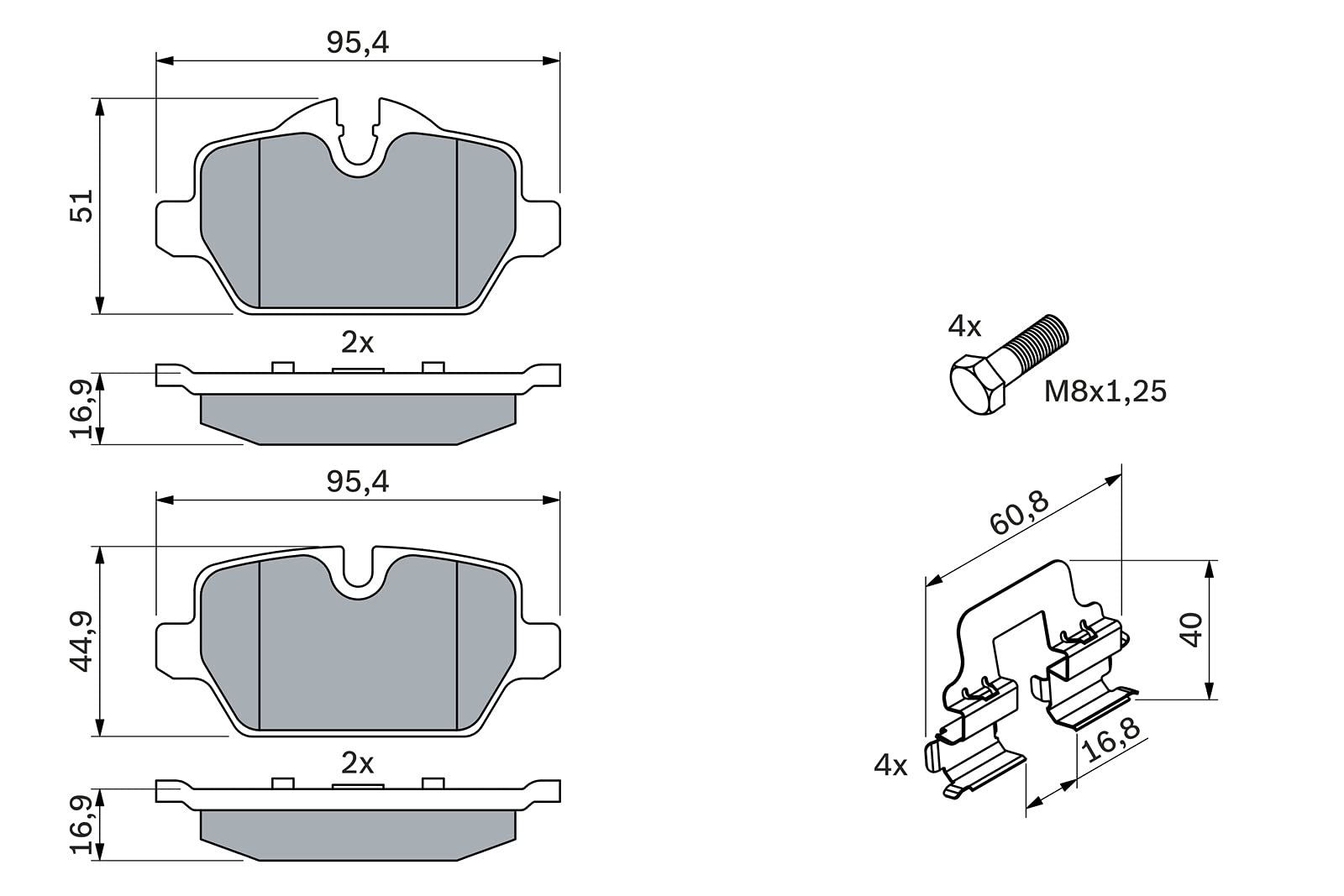 Bosch BP1181 - Plaquettes de Frein Arrière pour Voiture - Jeu de 4