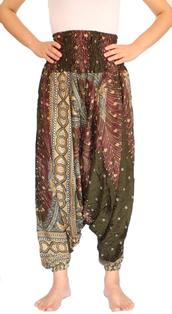 Banjamath® Women's Peacock Print Aladdin Harem Hippie Pants Jumpsuit - Image 2