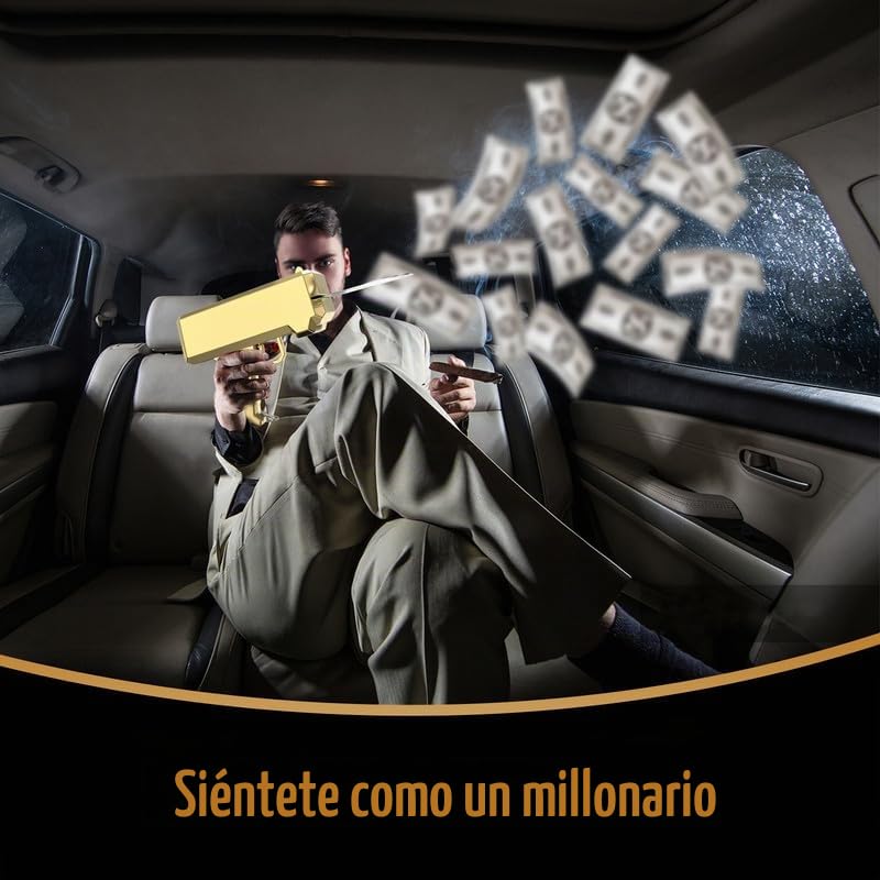 Pistola de Dinero RUVINCE - Pistola de Utilería Que Llueve para Películas, Juegos y Fiestas