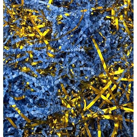 PUROSUR Crinkle Cut Paper Shred Filler 1 LB Royal Blue & Gold for Gift Wrapping & Basket Filling Cover