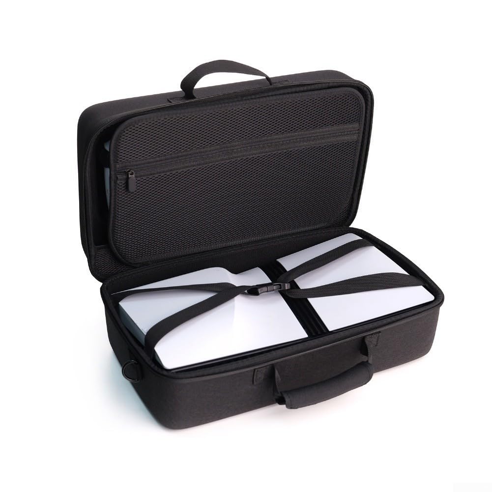 RiseNova Funda rígida de EVA portátil para consola PS5 PRO, bolsa de almacenamiento multifuncional con cierre de cremallera, funda de transporte de viaje a prueba de golpes para PS5 Slim (gris)