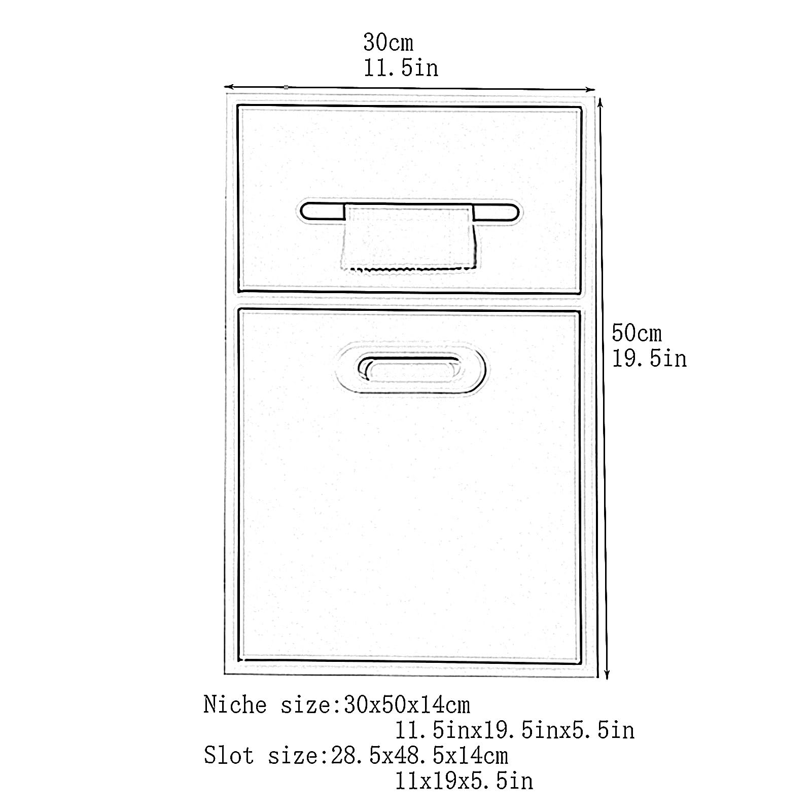 Generico Box Doccia Personalizzato in Acciaio Inox con Porta Rimovibile e Cestino Integrato, Design salvaspazio per bagni e Servizi igienici pubblici, 20x50 cm (7,8x19,5 Pollici) - Soluzione resisten