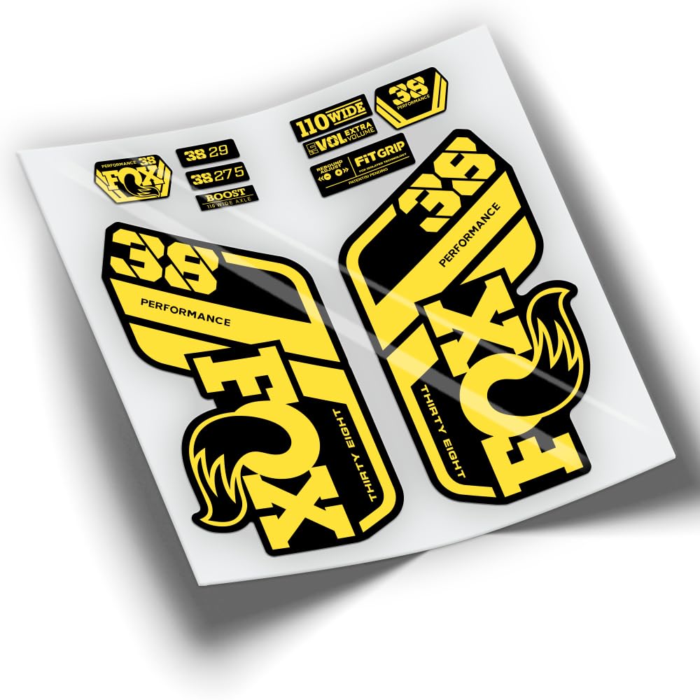 REF:VP439 Stickers Compatible with FOX 38 PERFORMANCE 2021-2025 MTB Fork, Stickers, Stickers, Vinyls for Mountain Bikes (YELLOW 025)