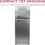Frigidaire EFR751, 2 Door Apartment Size Refrigerator with Freezer, 7.2 cu ft, Platinum Series, Stainless Steel, 7.5