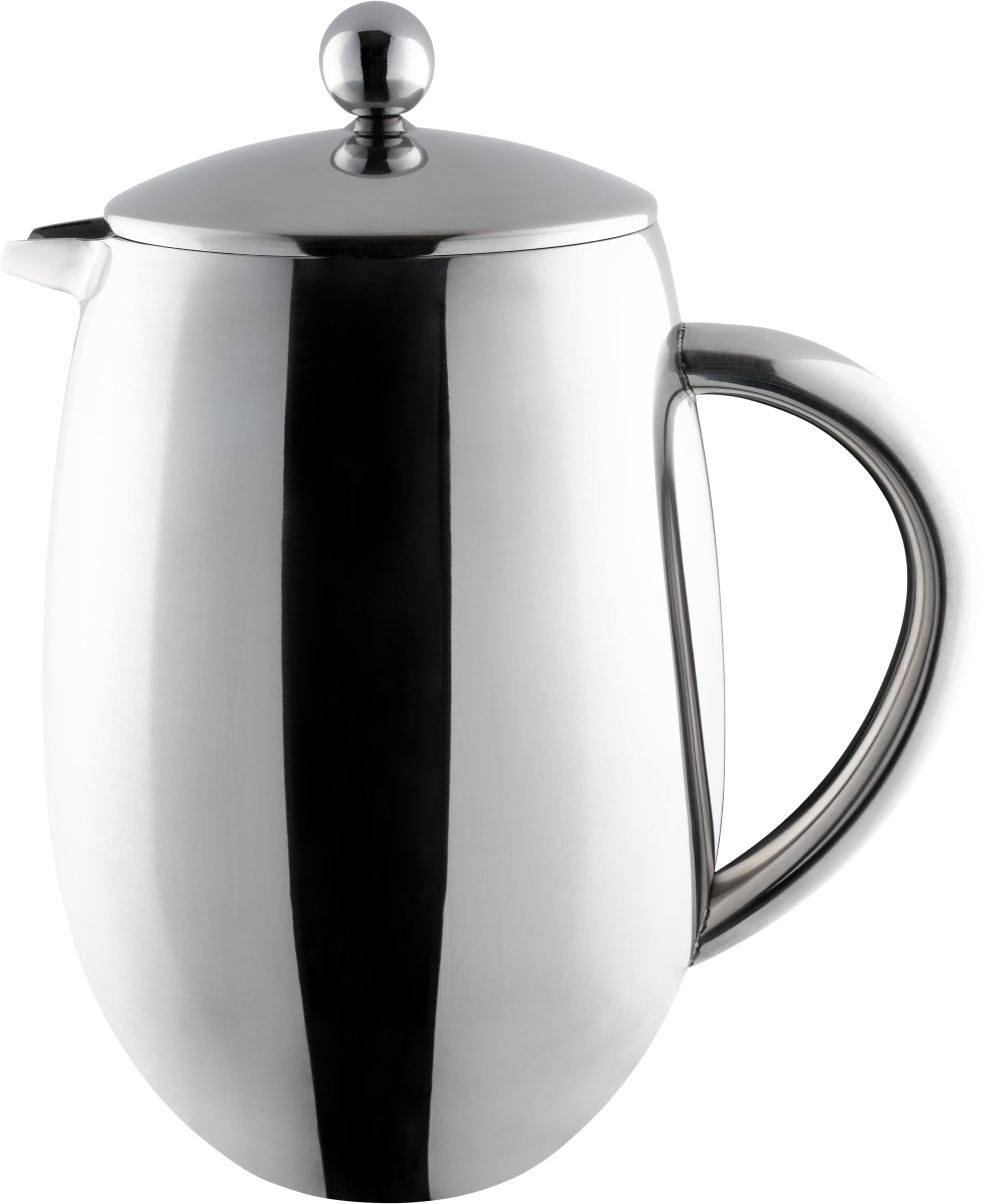Café Olé BFD Caffettiera, corpo a doppia parete in acciaio inossidabile 18/10 e filtro a rete, finitura a specchio, 1000 ml (8 tazzine da caffè o 4 tazze)