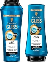 Gliss Aqua Revive Shampoo (250 ml), Hair Shampoo with Hyaluronic and Seaweed, Moisturising Shampoo & Conditioner Aqua Revive (200 ml), Conditioner with Hyaluronic Complex & Seaweed